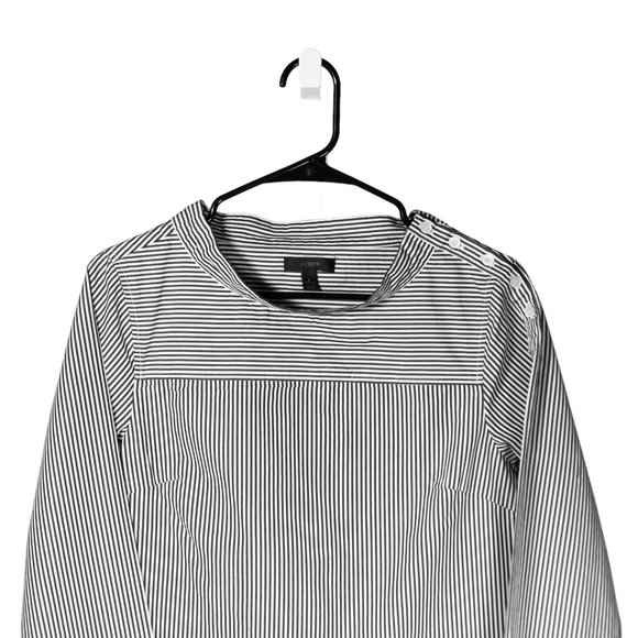 J. Crew Women's Blouse White Black Striped Button Long Sleeve Top Shirt Size 2 - Picture 5 of 8